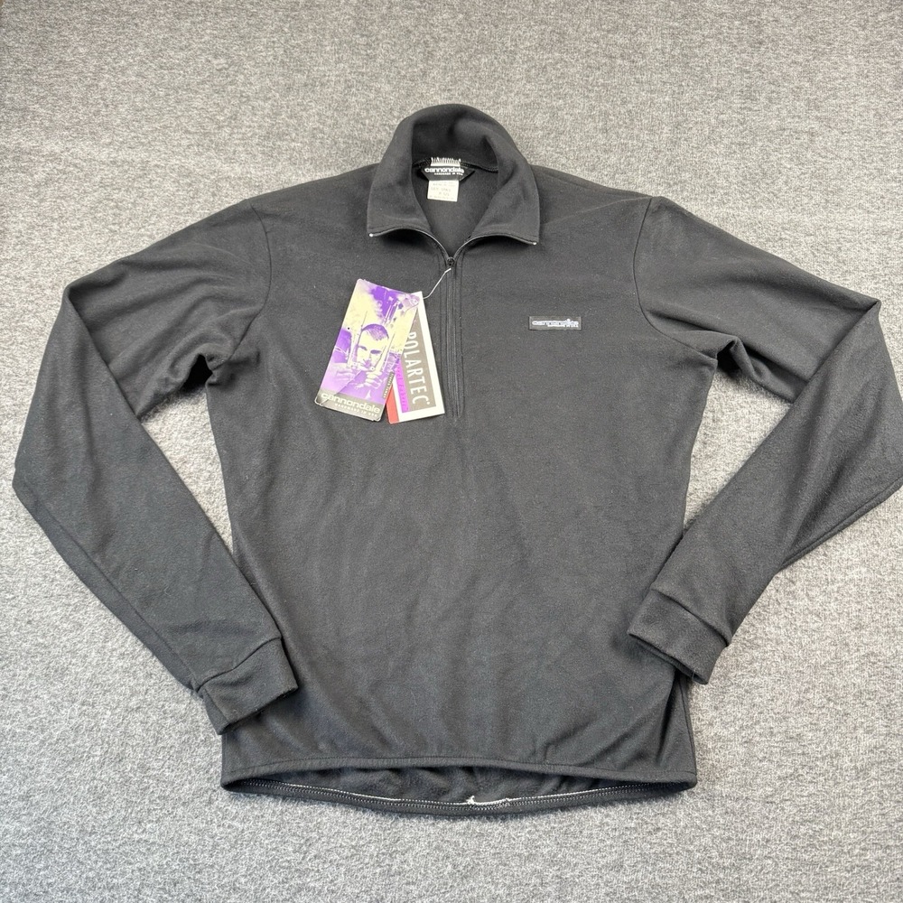 VTG Cannondale Jacket Mens Small Black Fleece Jersey Polartec Cycling Made USA